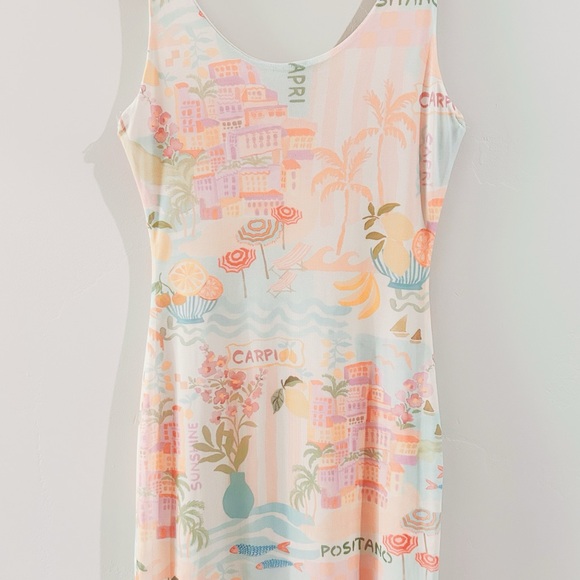 t.j.maxx | see you monday mesh lined midi dress in greece multicolor ↷ - Picture 3 of 14